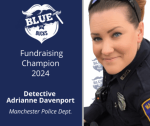 Photo announcement of Det. Davenport, Manchester PD fundraising champion